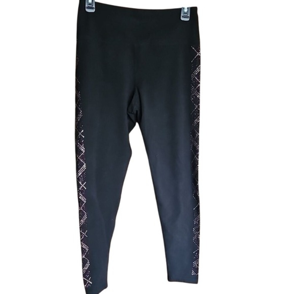 Calvin Klein Performance Black Leggings M | Pink Glitter Side Stripe Athletic